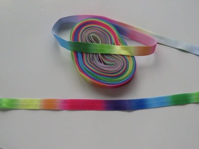 5m Bright colour Rainbow Print fold over elastic 15mm foldover foe
