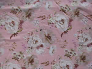 1.8m Floral Print on Pink Cotton Sateen