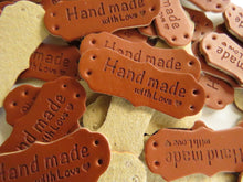 Load image into Gallery viewer, 25 PU Leather Handmade with Love and small heart labels