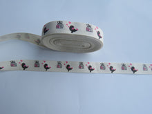 Load image into Gallery viewer, 1.4m Bird with Pink heart and birdcage Printed cotton tape