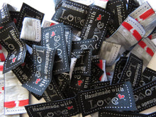 Load image into Gallery viewer, 50 Black Handmade with Love Labels 45 x 23mm approx.