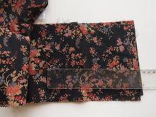 Load image into Gallery viewer, Orange and pink floral print on black 100% cotton 13cm W x 140cm L