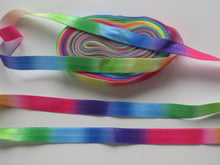 Load image into Gallery viewer, 3.8m Bright colour Rainbow Print fold over elastic 15mm foldover foe.