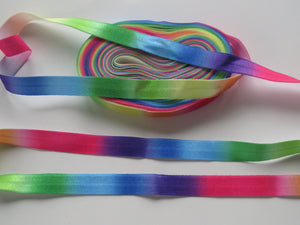 3.8m Bright colour Rainbow Print fold over elastic 15mm foldover foe.