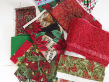 Load image into Gallery viewer, Christmas Remnants pack of small pieces- suitable for making suffolk puffs  100% cotton
