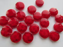 Load image into Gallery viewer, 10 Red See through buttons with a single flower 14mm resin shank buttons