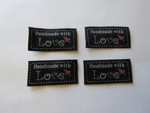 Load image into Gallery viewer, 50 Black Handmade with Love Labels 45 x 23mm approx.