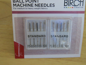 10 Ball Point Machine Needles 70, 80, 90 and 100- Birch Creative