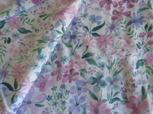 95cm Purple and pink floral printed linen cotton jersey knit 150cm