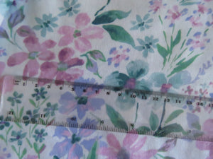 95cm Purple and pink floral printed linen cotton jersey knit 150cm
