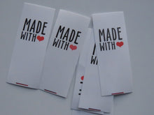 Load image into Gallery viewer, 49 White Nylon Taffeta Handmade with Red Heart 25mm high x 20mm wide when folded in half