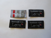 Load image into Gallery viewer, 50 Black Handmade with Love Labels 45 x 23mm approx.