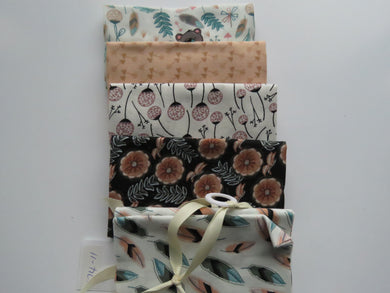 Bear garden Bundle of 5 Fat Quarters. Mixed prints- 100% cotton. 50 x 52cm per piece