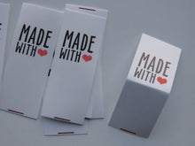 Load image into Gallery viewer, 49 White Nylon Taffeta Handmade with Red Heart 25mm high x 20mm wide when folded in half