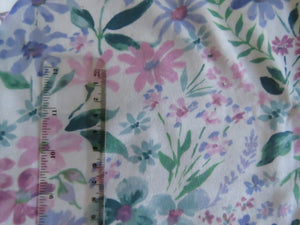 95cm Purple and pink floral printed linen cotton jersey knit 150cm