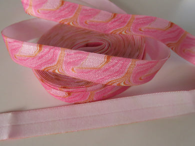 2m pink and Gold marbled abstract swirl Fold Over Elastic FOE Foldover elastic 15mm