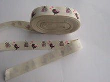 Load image into Gallery viewer, 1.4m Bird with Pink heart and birdcage Printed cotton tape