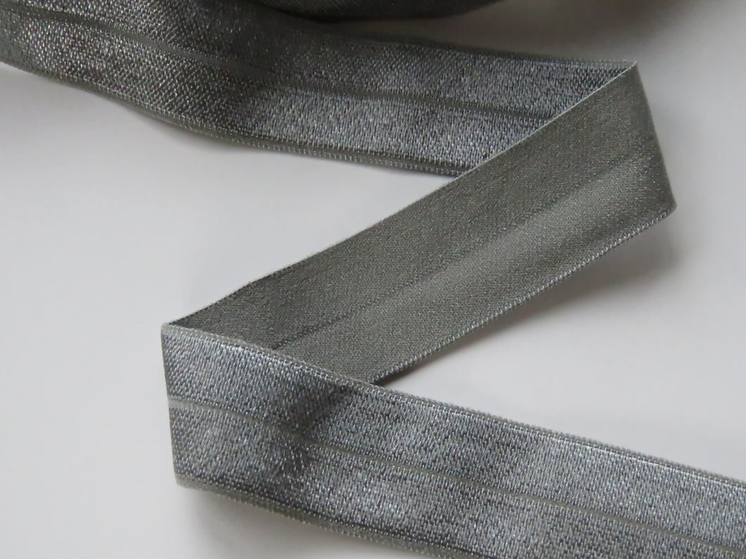 5m Metal Grey 20mm Fold over elastic FOE elastic