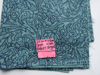 25cm long x 112cm wide Jinny Beyer teal and navy print 100% cotton