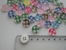 Load image into Gallery viewer, 10 Mixed Colour Gingham Print 13mm resin buttons- 2 holes