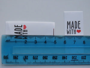 49 White Nylon Taffeta Handmade with Red Heart 25mm high x 20mm wide when folded in half