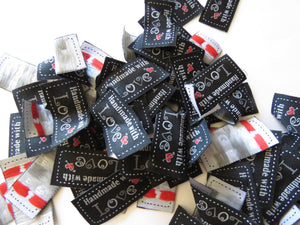 50 Black Handmade with Love Labels 45 x 23mm approx.