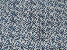 Load image into Gallery viewer, 90cm Teal Leaf print organic cotton spandex jersey knit 148cm