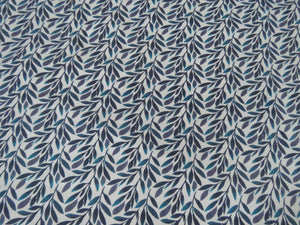 90cm Teal Leaf print organic cotton spandex jersey knit 148cm