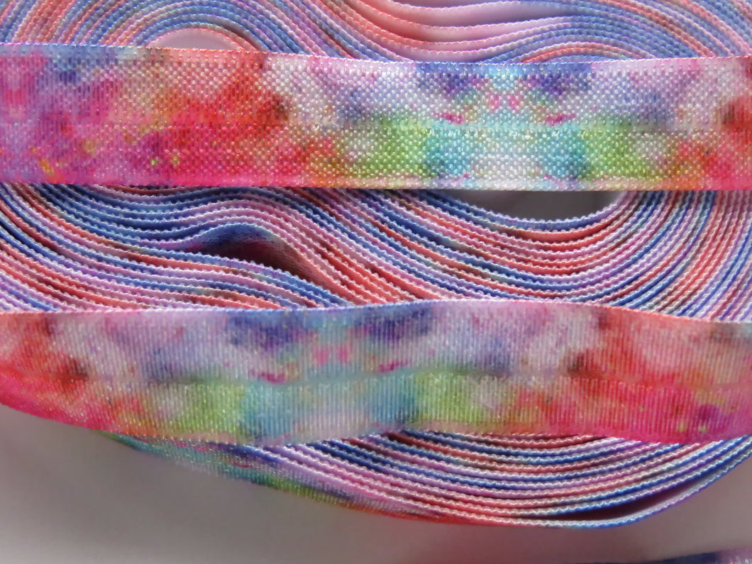 5m Watercolour Abstract print fold over elastic FOE foldover elastic 15mm wide