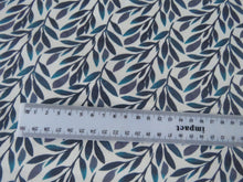 Load image into Gallery viewer, 90cm Teal Leaf print organic cotton spandex jersey knit 148cm