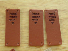 Load image into Gallery viewer, 25 Brown PU Leather Handmade with Heart Foldable Labels 50x 20mm
