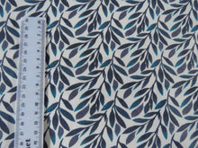 Load image into Gallery viewer, 90cm Teal Leaf print organic cotton spandex jersey knit 148cm