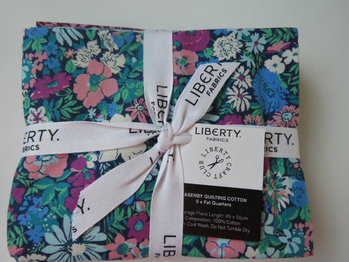 Liberty Fabric Flower Show Midnight Garden Fat Quarter Bundle of 5 different fabrics Bundle #C  fabrics Each one is  55X45CM