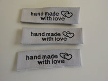 Load image into Gallery viewer, 50 White Handmade With Love and Heart Labels 45 x 15mm