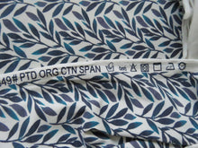 Load image into Gallery viewer, 90cm Teal Leaf print organic cotton spandex jersey knit 148cm