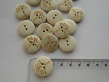 Load image into Gallery viewer, 10 Wood Look Buttons with Single tree print 20mm 2 holes