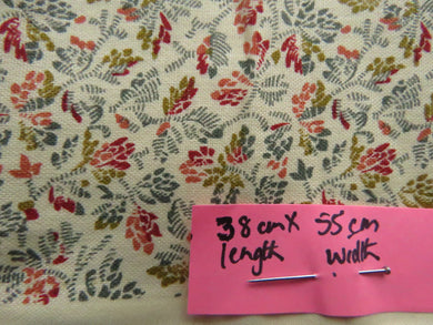38cm long x 55cm wide Mustard red coral blue floral print 100% cotton