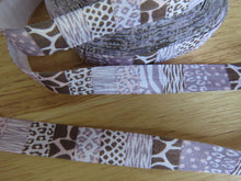 Load image into Gallery viewer, 1.6m Printed Fold over elastic 15mm- Brown safari squares