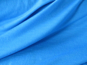Sale 30% off-1.55m Whirlwind Blue 85% merino 15% corespun nylon 120g jersey knit -lightweight- reduced as small holes along selvage edge but fabric is fine