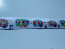 Load image into Gallery viewer, 5m Caravan print 15mm fold over elastic FOE foldover elastic or use menu to buy by the metre