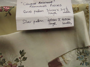 2 pieces Chinese brocade Gold 36cm x 29.5cm Silver 40cm x 40cm