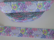 Load image into Gallery viewer, 4.9m Lilacs and purple floral print Fold Over Elastic FOE Foldover15mm