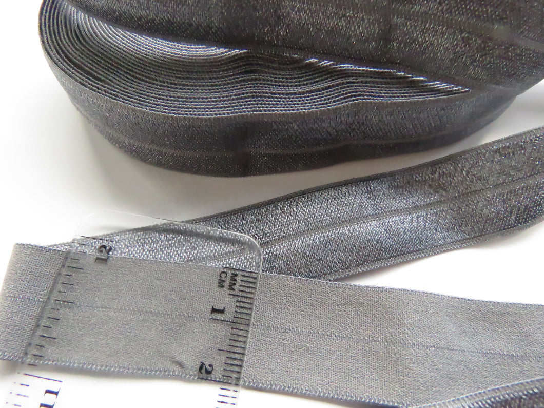 1m Charcoal Grey 20mm Fold over elastic FOE elastic Foldover