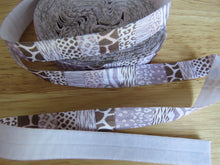 Load image into Gallery viewer, 1.6m Printed Fold over elastic 15mm- Brown safari squares
