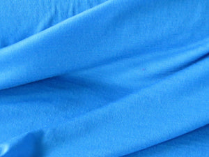 Sale 30% off-1.55m Whirlwind Blue 85% merino 15% corespun nylon 120g jersey knit -lightweight- reduced as small holes along selvage edge but fabric is fine