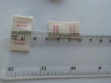 Load image into Gallery viewer, 25 Green Font Hand Made Smaller Cotton Flag Hand Made Labels-15mm x 15mm