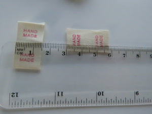 25 Green Font Hand Made Smaller Cotton Flag Hand Made Labels-15mm x 15mm