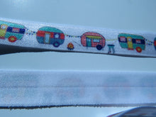 Load image into Gallery viewer, 5m Caravan print 15mm fold over elastic FOE foldover elastic or use menu to buy by the metre