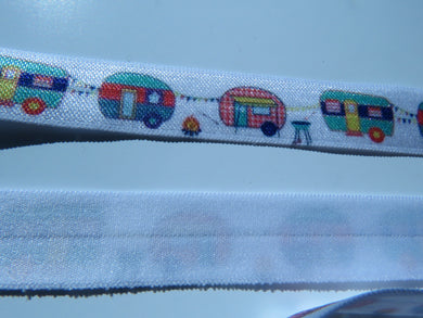 2.3m Caravan print 15mm fold over elastic FOE foldover elastic