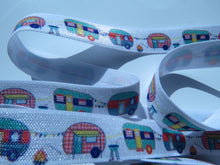 Load image into Gallery viewer, 5m Caravan print 15mm fold over elastic FOE foldover elastic or use menu to buy by the metre